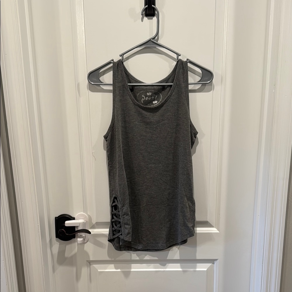 Poof! Gray Tank Top with Scoop Neckline and Soft Knit Fabric